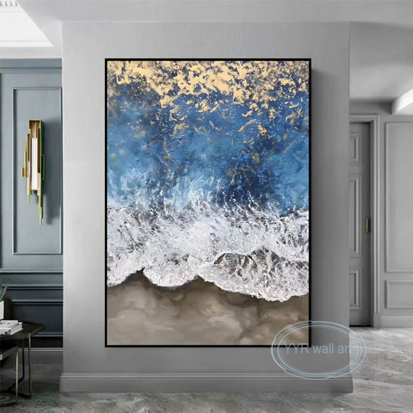 Canvas Wall Art Oil Painting 100% Handmade Abstract Tide Decoration Poster Living Room Light Luxury Picture Porch Acrylic Mural Peaceful Pleasures Health and Wellness
