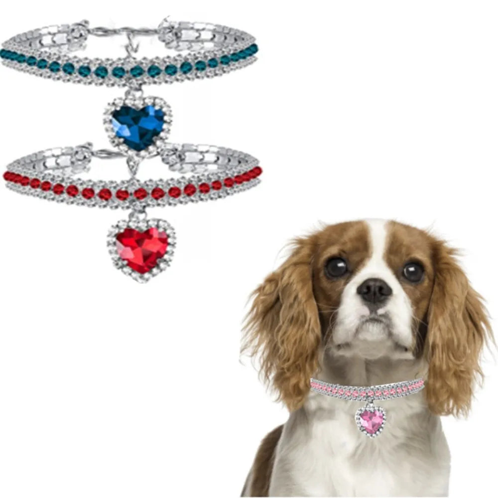 Kitten Diamante Collar Necklace for Cat Rhinestone Cute Bling Puppy Doggy Crystal Pendant Diamond Collar Pet Accessories Collar Peaceful Pleasures Health and Wellness