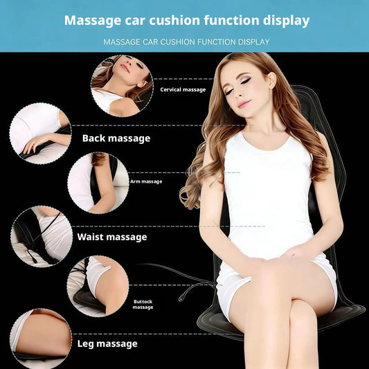 Multifunctional Portable Car Massage Cushion Heated Vibration Seat Pad for Neck Waist Multiple Modes Adjustable Dual Use for Car Peaceful Pleasures Health and Wellness