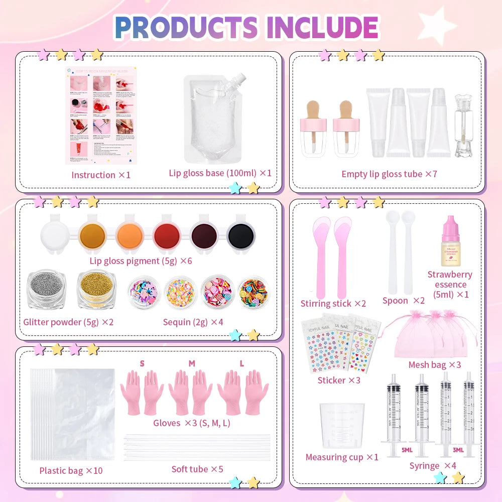 Lip Gloss Base Set Lip Gloss Making Kit Diy Lip Gloss Kit Moisturizing Nourish for Girl Kids Gifts Lip Gloss Pack Set Cosmetics Peaceful Pleasures Health and Wellness
