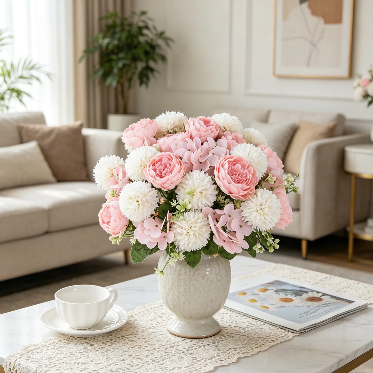 Silk Peony Artificial Flower Bouquet for Wedding & Home Decor