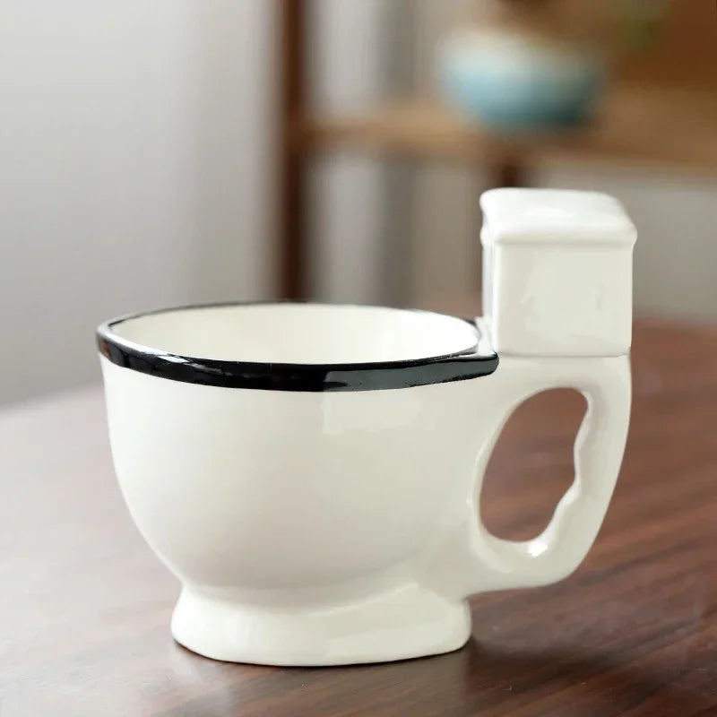 300ml Toilet Shaped Cup Coffee Ceramic Cup with Handle Water Cup Coffee Tea Milk Ice Cream Cup Funny Gift Peaceful Pleasures Health and Wellness
