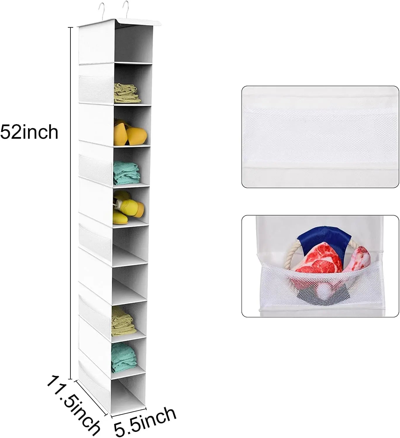 10-Shelf Hanging Shoe Organizer – Mesh Pockets, Space-Saving Closet Storage Shoe Organizer Peaceful Pleasures Health and Wellness