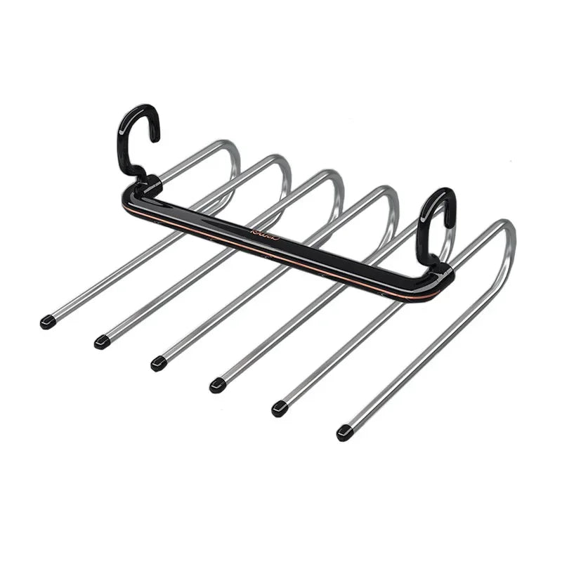 6 Layers Multi-Function Pants Hangers Folding Aluminum Trouser Clothes Storage Rack Saving Space Storage Holder Closet Organizer Peaceful Pleasures Health and Wellness
