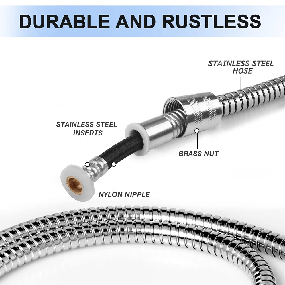 Shower Hose 3m/2m/1.5m Extra Long Stainless Steel Handheld Flexible Water Hose with Insert & Nut Flexible Bathroom Plumbing Pipe Peaceful Pleasures Health and Wellness