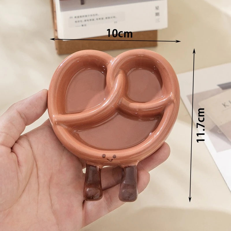 Cartoon Cute Bread Shaped Ceramic Seasoning Dish Irregular Creative Home Utensils Dipping Dish Peaceful Pleasures Health and Wellness A