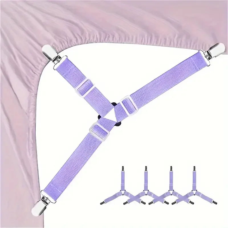 4-Pack Triangular Bed Sheet Fasteners & Adjustable Mattress Clips