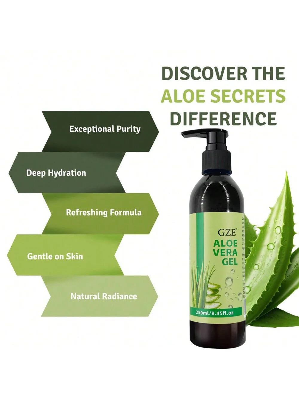 GZE Aloe Vera Gel – Moisturizer, Hair Frizz Control 250ml Aloe Vera Gel Peaceful Pleasures Health and Wellness
