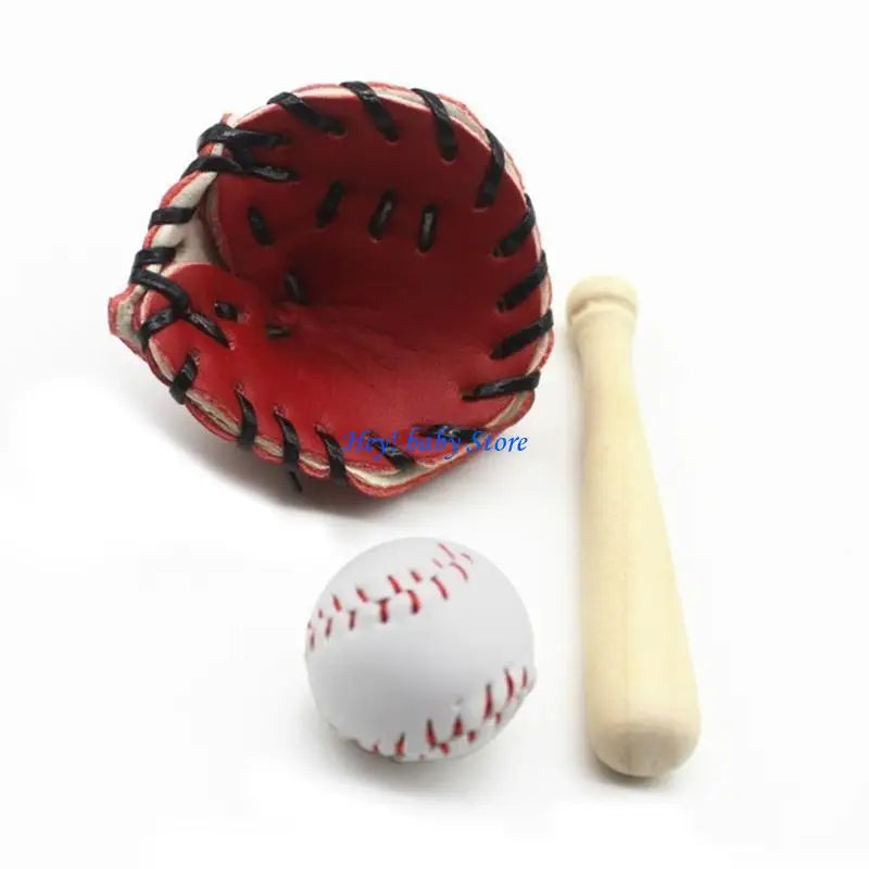 Newborn Photography Props Mini Baseball & Glove Set | 0–6M