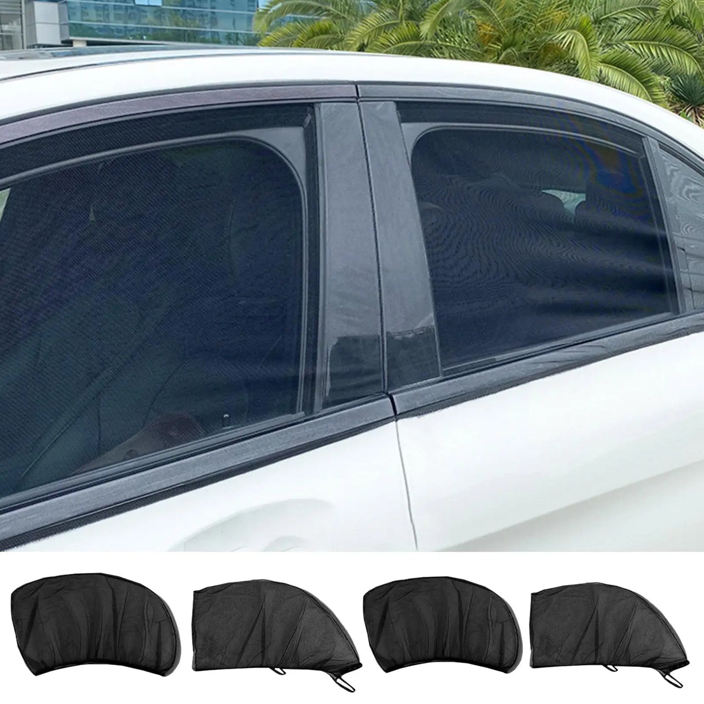 2PCS 2-in-1 Car Window Fly Screen & Sun Shade Breathable Mesh For Rear Side Windows UV Protection & Bug Guard For Cars, SUVs Peaceful Pleasures Health and Wellness