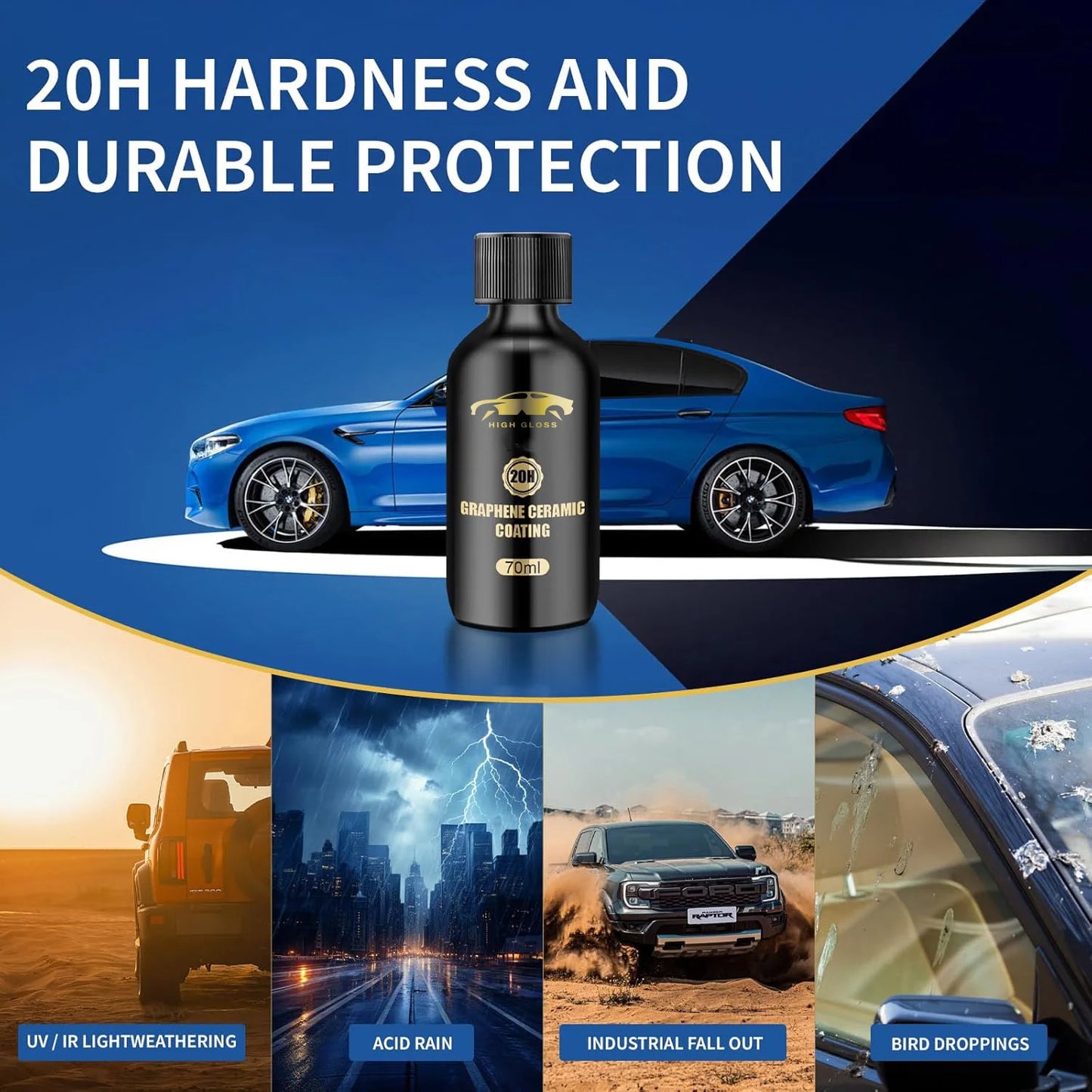 Graphene Ceramic Coating Advanced 20H Ceramic Coating for Cars High Gloss Nano Graphene Coat Kit Hydrophbic Mirror Paint Peaceful Pleasures Health and Wellness