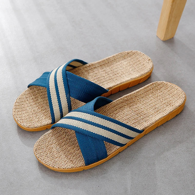 Men's Anti-Slip Linen Slippers | Open Toe Indoor Beach Sandals