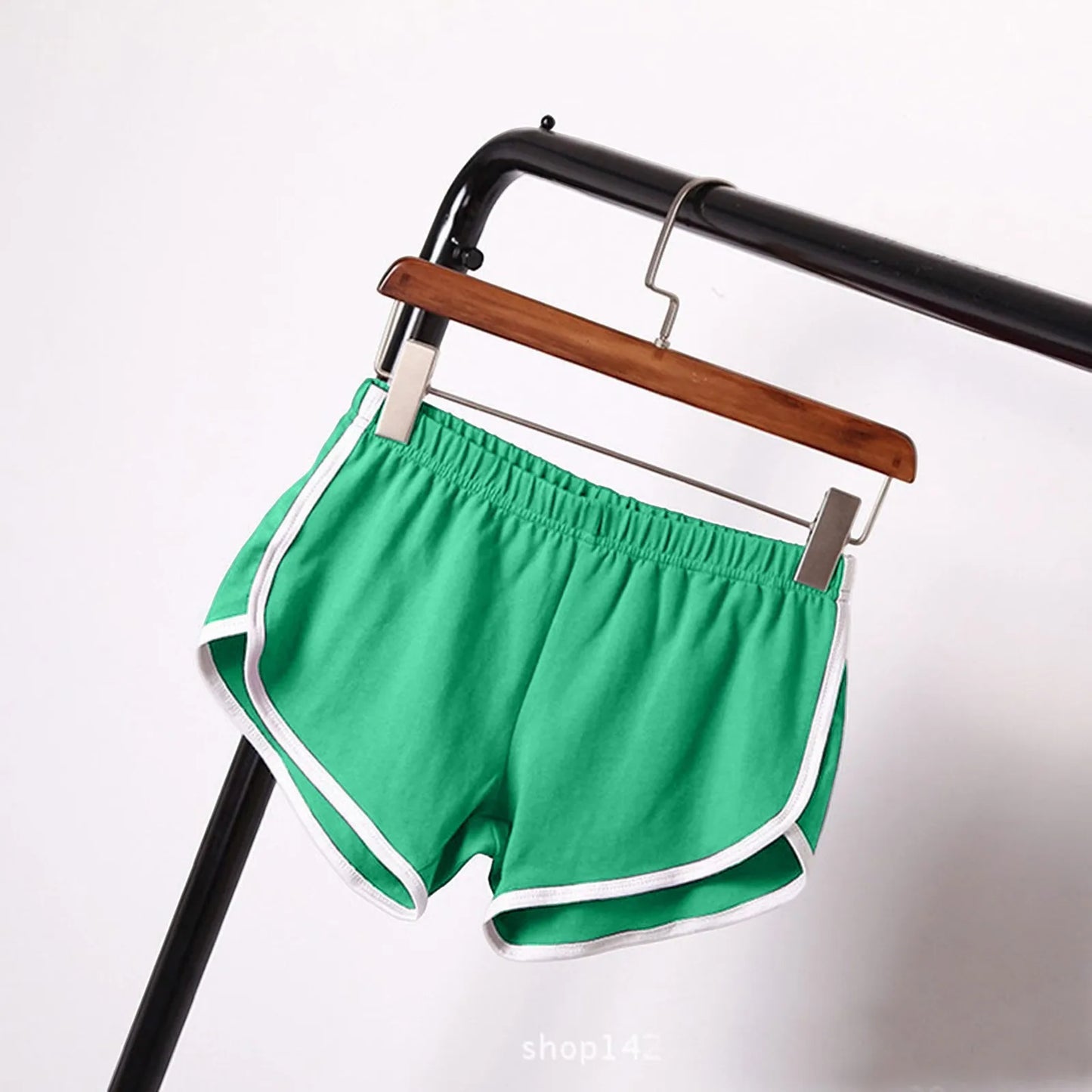 Sports Shorts Women Summer New Candy Color Anti Emptied Skinny Shorts Casual Lady Elastic Waist Beach Correndo Short Pants Peaceful Pleasures Health and Wellness Green XL