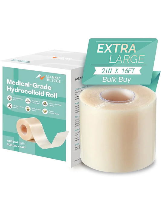 Sanke Rescue Hydrocolloid Roll for Wound Care Cut-to-Size Extra Large Hydrocolloid Patch Bandages Absorbent Waterproof First Aid Peaceful Pleasures Health and Wellness
