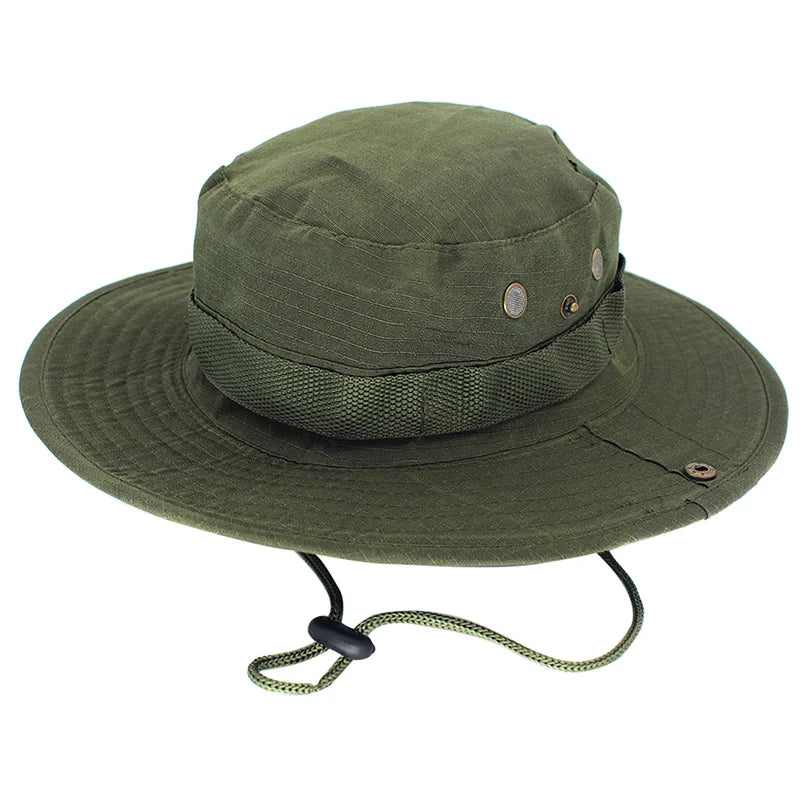 Newest Camouflage Outdoor Fishing Caps Mountaineering Round Boonie Hats Summer Military Camping fisherman Men Sun Protection Hat Peaceful Pleasures Health and Wellness