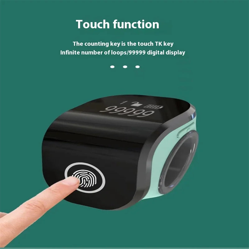 Touch Type Luminous Finger Press Ring Type Charging Intelligent Digital Display Manual Electronic Counter Finger Counter Peaceful Pleasures Health and Wellness