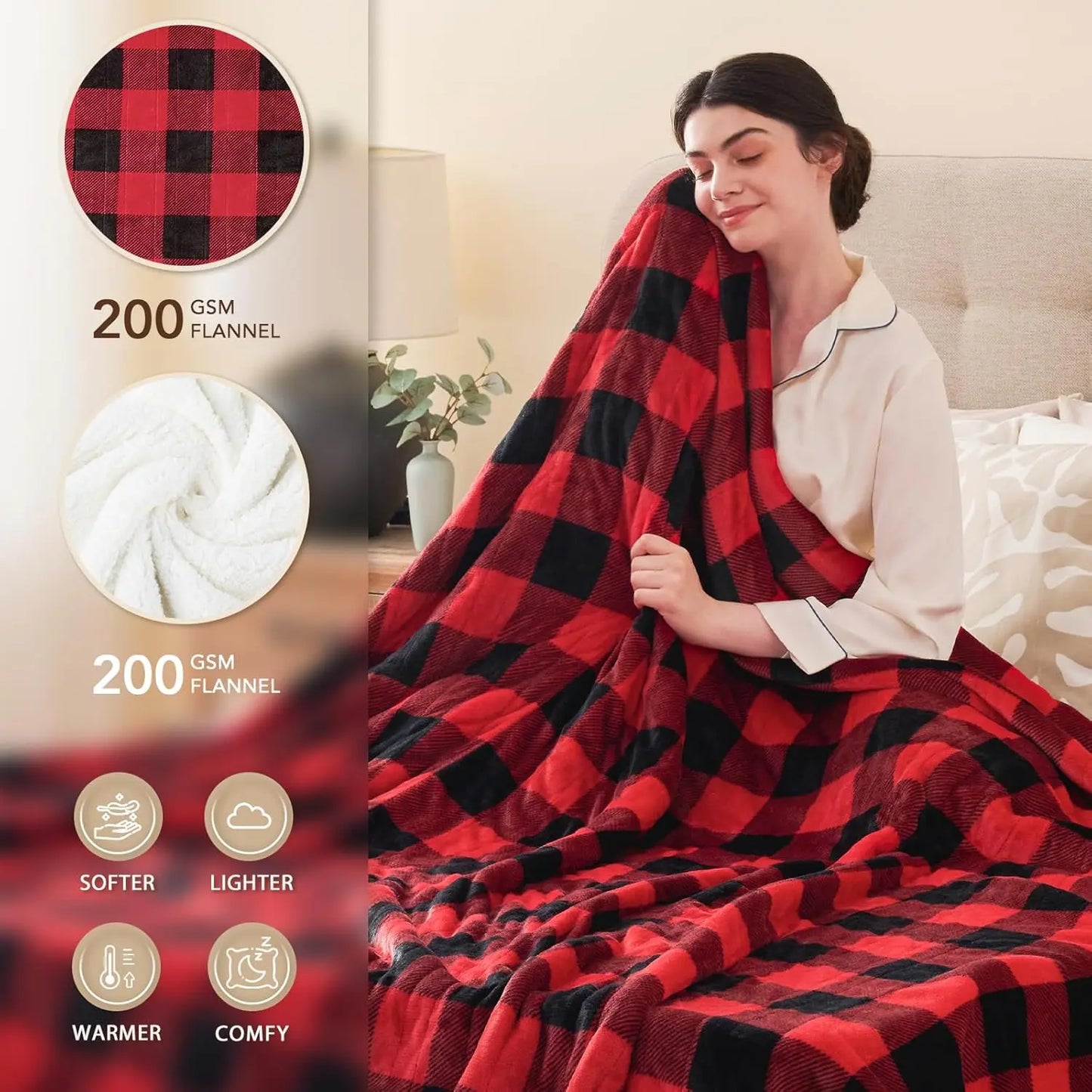 Queen Electric Heated Blanket – Ultra Soft Flannel, 10 Heat Levels, Auto Shut-Off Electric Blanket Peaceful Pleasures Health and Wellness