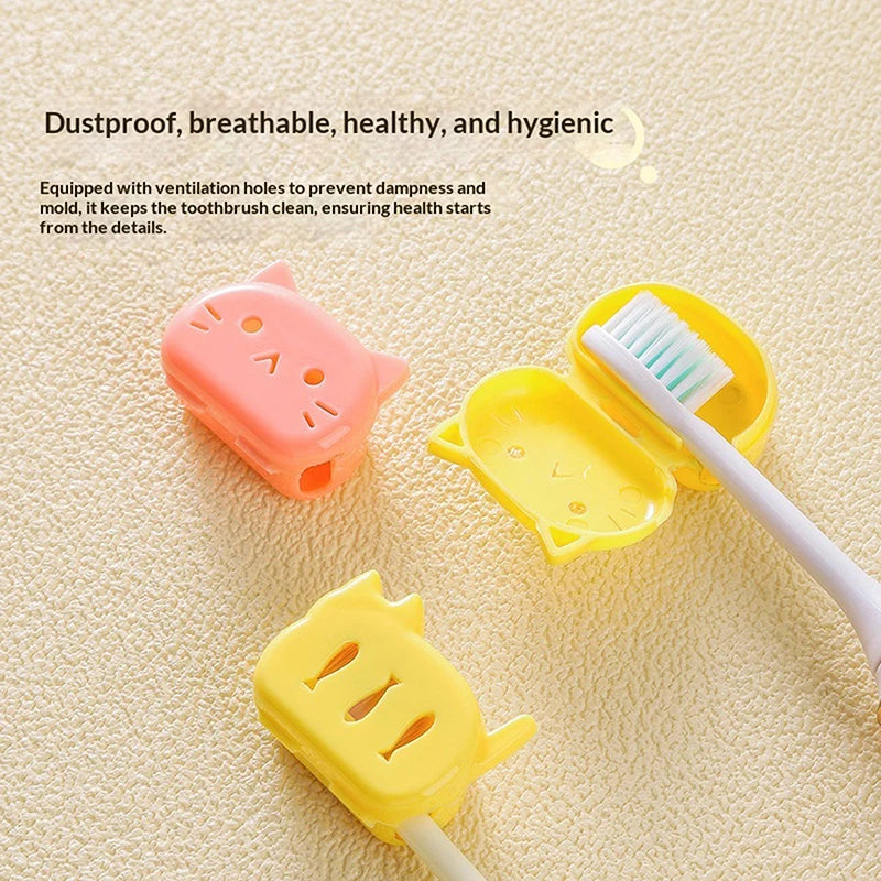4pcs Cat Shape Travel Toothbrush Head Covers Toothbrush Protector Cap Case Protective Portable Plastic Clip For Household Travel Peaceful Pleasures Health and Wellness