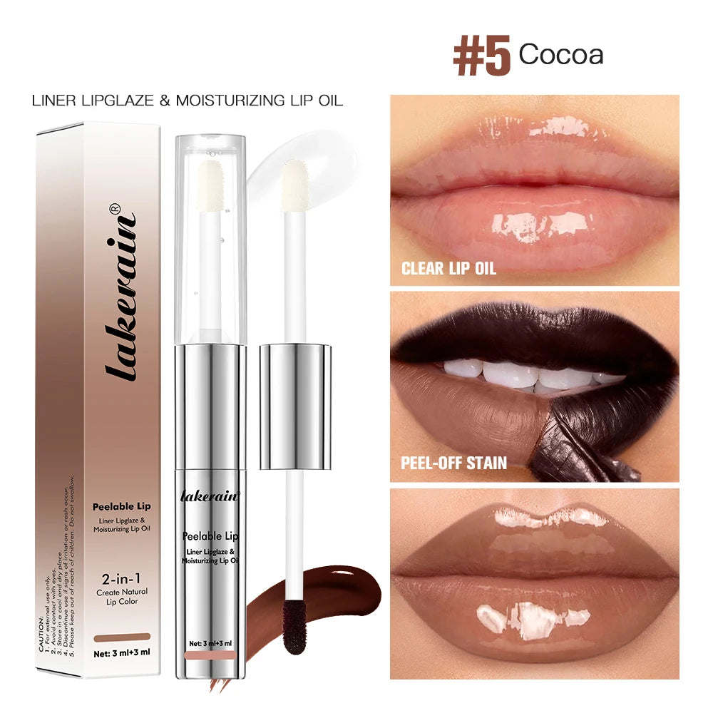 2 In 1 Lip Liner And Lip Gross Double Ended Peel Off Waterproof Matte Nourishing Moisturizing Smudge Proof Lip Tint Cosmetics Peaceful Pleasures Health and Wellness