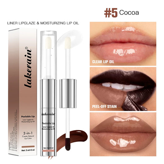 2 In 1 Lip Liner And Lip Gross Double Ended Peel Off Waterproof Matte Nourishing Moisturizing Smudge Proof Lip Tint Cosmetics Peaceful Pleasures Health and Wellness
