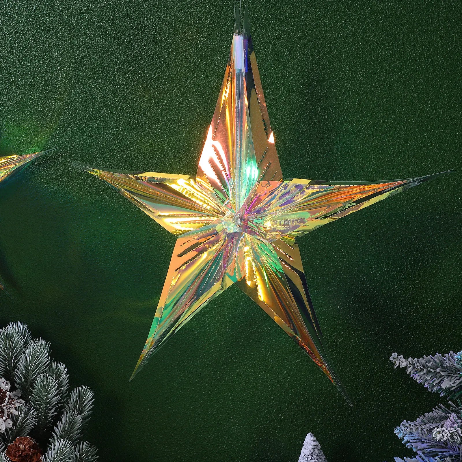 3Pcs Iridescent Neon Film Star Pendant Party Hanging Ornament for Christmas Wedding Birthday Home Store Hotel Decor 12 16 24 Peaceful Pleasures Health and Wellness other other