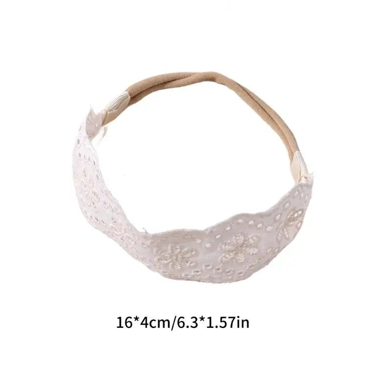 Embroidered Baby Headband – White Lace Infant Hair Ornament