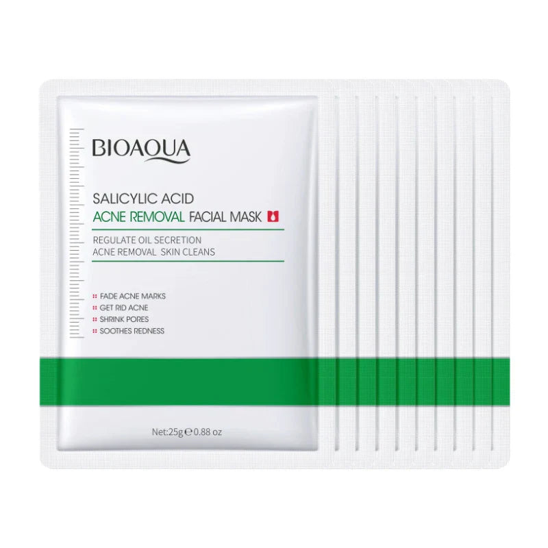 BIOAQUA Salicylic Acid Face Mask – Acne & Anti-Aging, 10-Pack