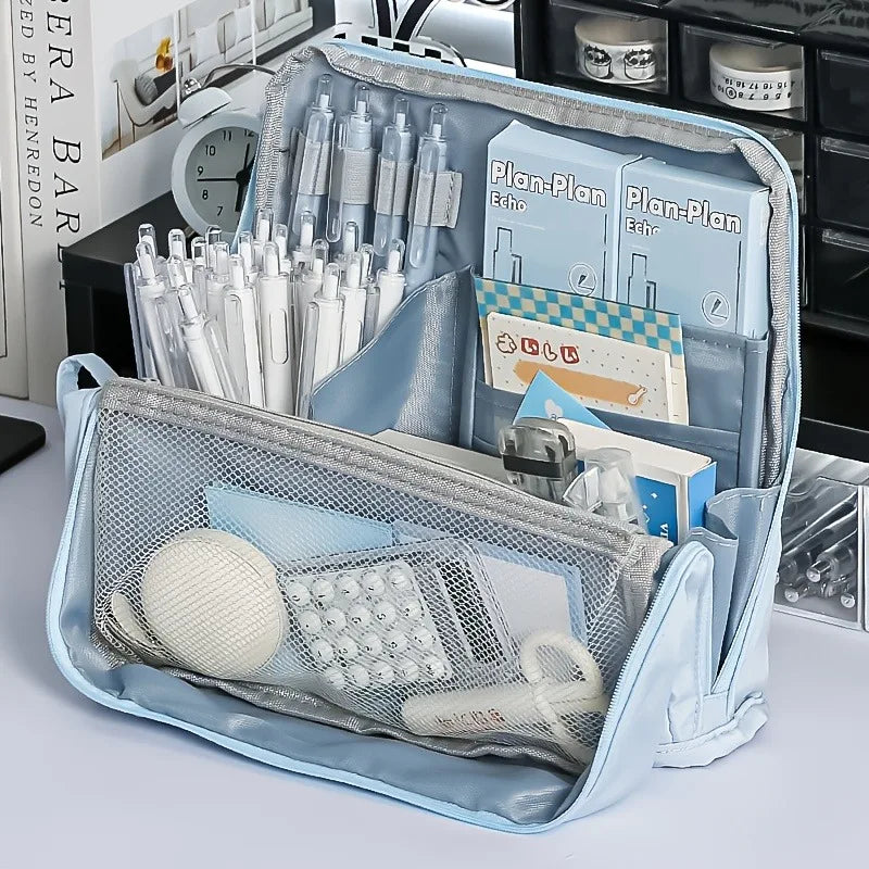 Large Washable Pencil Case Organizer | Multi Compartment Bag
