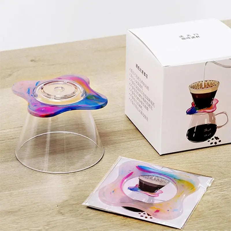 Coffee Filter Holder Resin Rainbow Portable Coffee Maker Pour Over Coffee Maker Coffee Dripper Brewer Glass Coffee Pot Decanter Peaceful Pleasures Health and Wellness