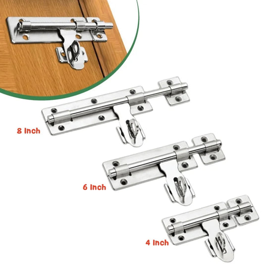 1 Set 4/6/8 Inch Hardware Door Lock,Stainless Steel Barrel Bolt Latch With Padlock Clasp for Locking Door Window Drawer Cupboard Peaceful Pleasures Health and Wellness