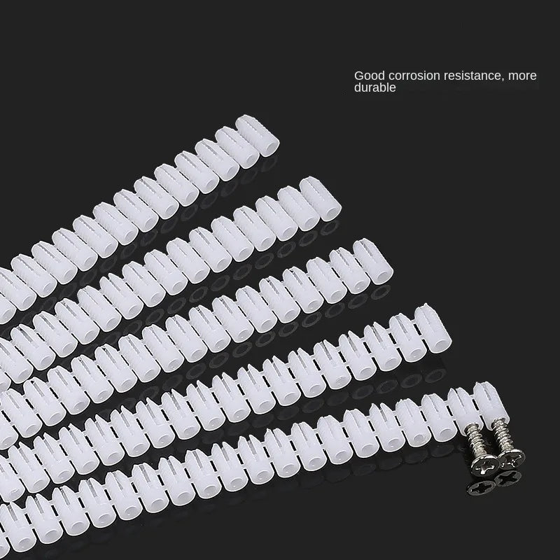 100-Pack M4 M6 Nylon Wall Plugs & Flat Head Self-Tapping Screws