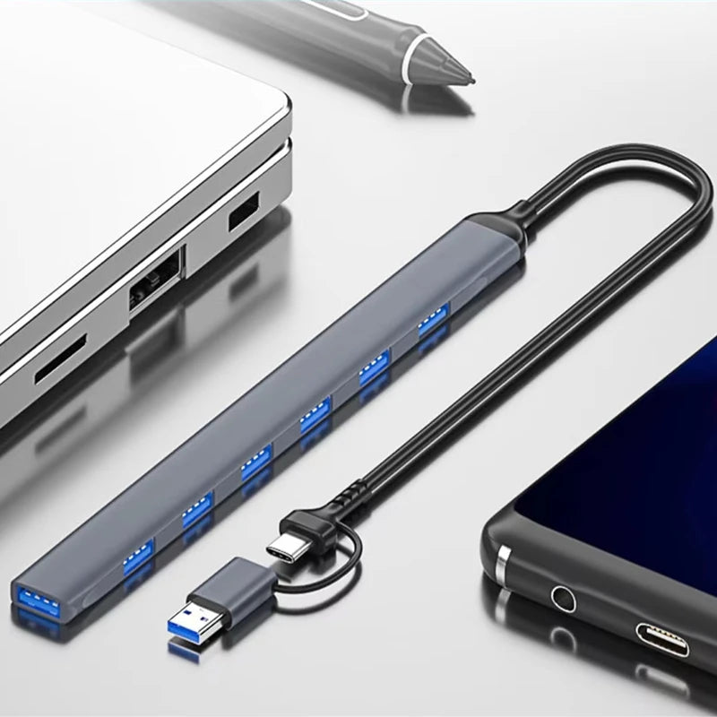 USB+Type C 7 Ports USB 3.0 HUB Expander High Speed OTG Adapter Docking Station For PC Macbook Laptop Hard Drive Mouse Keyboard Peaceful Pleasures Health and Wellness