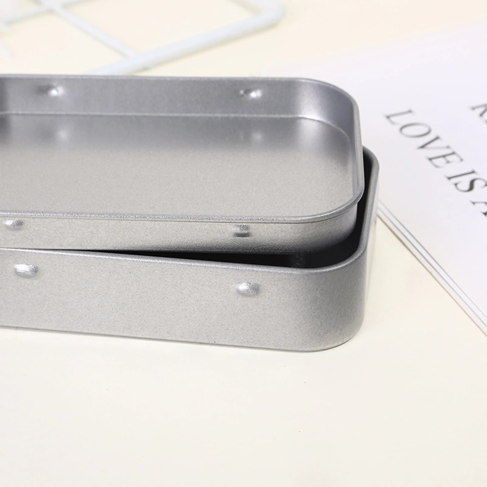 10PCS Metal Empty Hinged Tins Box Silvery Metal Hardware Iron Box with Lids for Keychains USB Flash Drive Small Items Peaceful Pleasures Health and Wellness