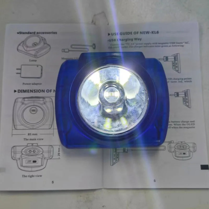 KL6 LED Mining Headlamp | IP68 Waterproof, 7000mAh Battery