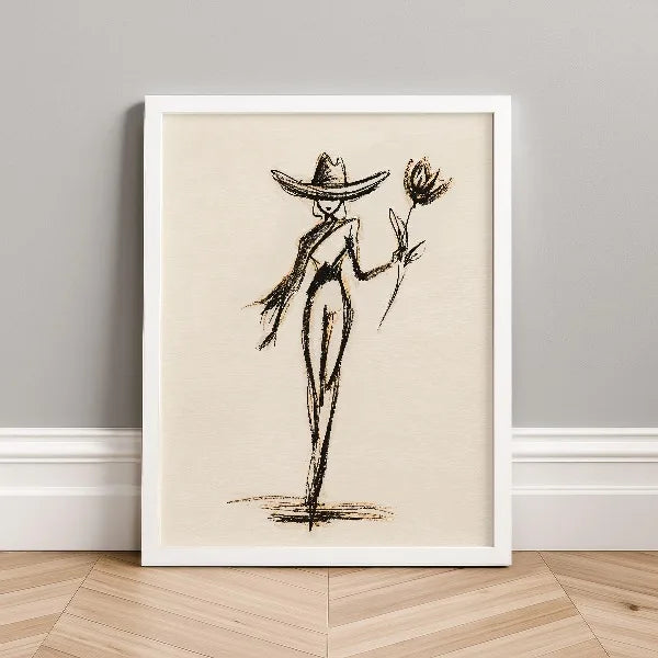Western Cowboy Cowgirl Line Poster Retro Southwestern Rodeo Fashion Ranch Canvas Painting Wall Art for Living Room Home Decor Peaceful Pleasures Health and Wellness 9 50x70cm