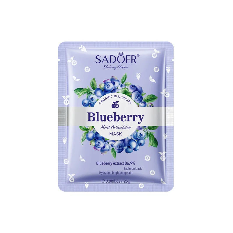 SADOER Blueberry Hyaluronic Acid Face Mask 5pcs – Hydrating Sheet