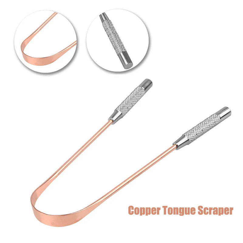 1PCS Copper Tongue Scraper Oral Tongue Cleaner Brush Tongue Toothbrush Oral Hygiene High Quality Tounge Scraper Peaceful Pleasures Health and Wellness
