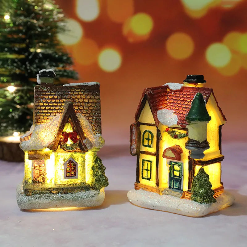 Christmas Led Light House Christmas Tree Ornaments LED Resin Small Village House Xmas Glow Decor Gift Happy New Year Decors DC05 Peaceful Pleasures Health and Wellness