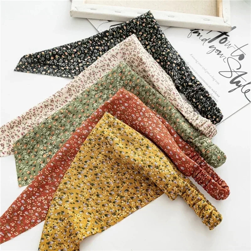 Floral Kerchief Headwear Wrist Head Wrap Scarf Triangular Headscarf
