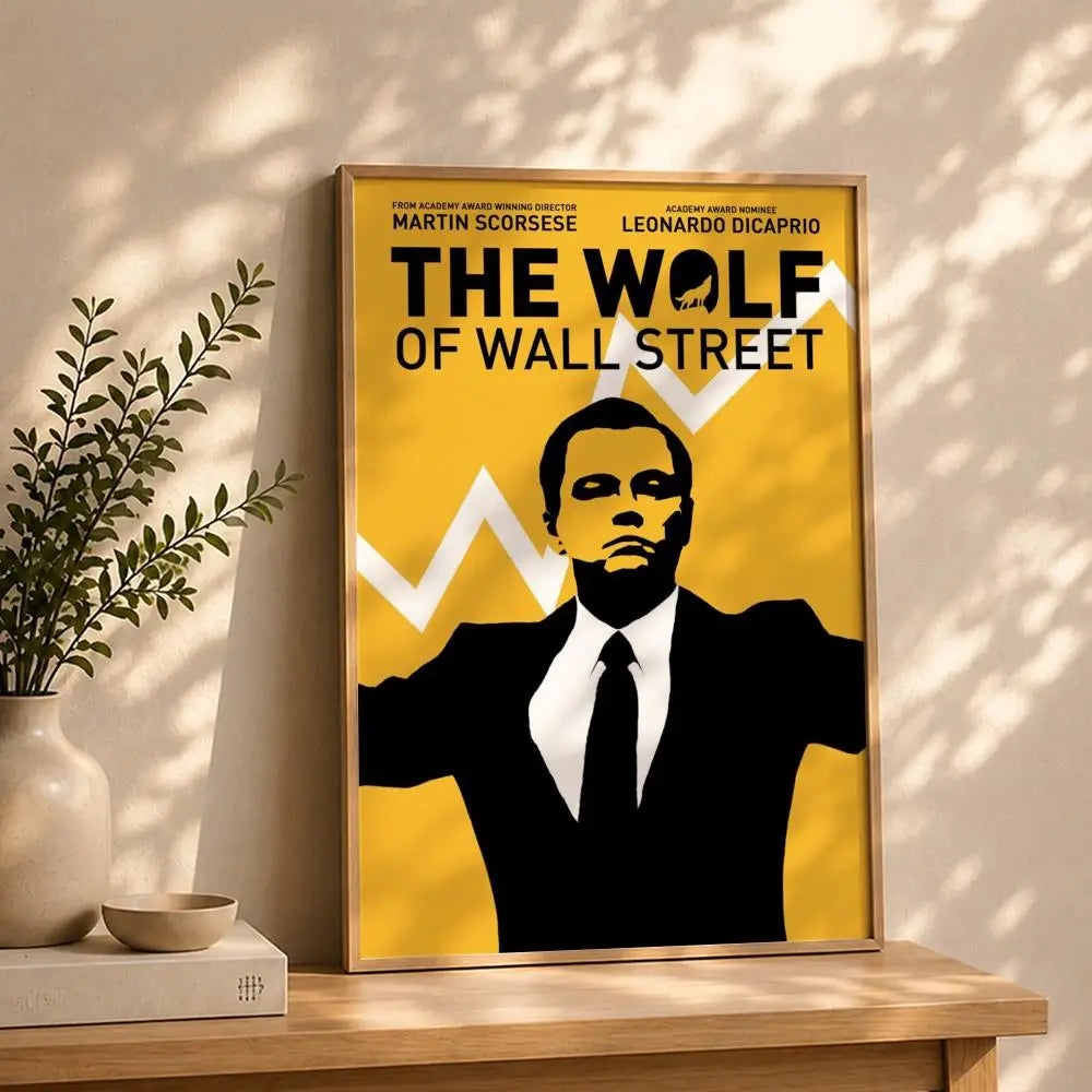 Movie T-The Wolf of Wall StreetS Poster HD Self Adhesive Waterproof Wall Art Ideal for Home Office Dorm Bedroom Great Gift Peaceful Pleasures Health and Wellness White8 15X20cmNoframe