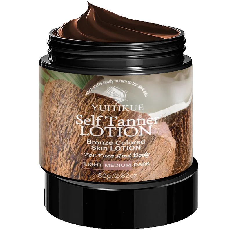 YUITIKUE Coconut Self Tanner Lotion 80g Medium Bronze Sunless Tanning Lotion for Natural Face & Body Glow Peaceful Pleasures Health and Wellness 1pc