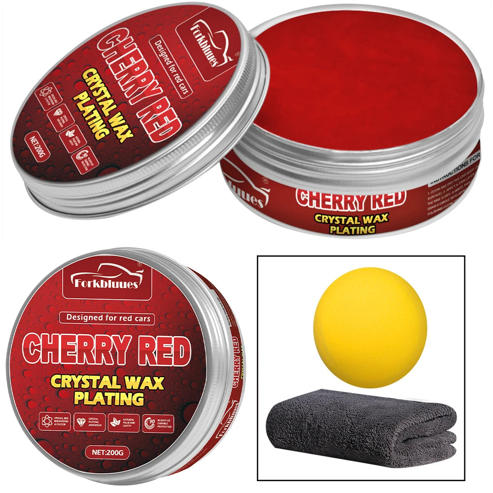 Red Color Car Wax Crystal Plating Set Hard Auto Wax Paint Care Coating Tiny Scratch Repair Car Polisher with Sponge Peaceful Pleasures Health and Wellness For red car