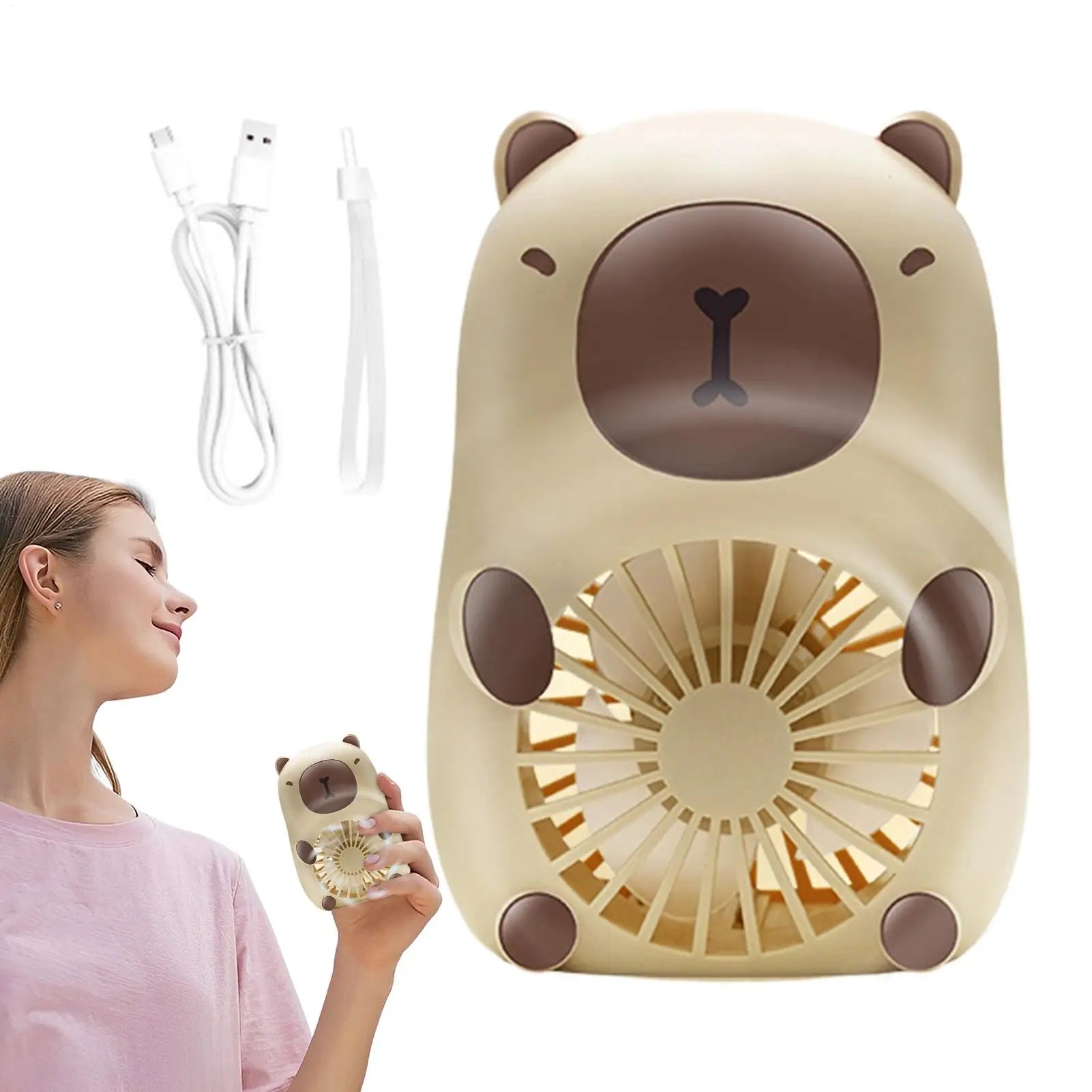 Animal Fan Portable Small Hand Fan USB Charging 3-Speed Air Coolers Personal Cooling Devices for All Ages Kids Girls Women Men Peaceful Pleasures Health and Wellness