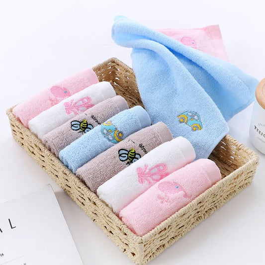 Baby Cotton Handkerchief Face Towel 25x25cm – Cartoon Print Baby Face Towel Peaceful Pleasures Health and Wellness
