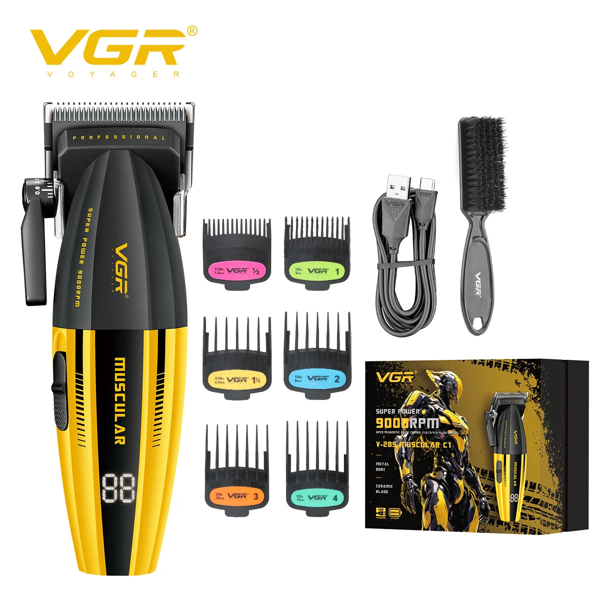 VGR 285 new hair clipper with personalized and cool body, powerful hair trimmer, multifunctional hair clipper, personal protecti Peaceful Pleasures Health and Wellness V-285 usb