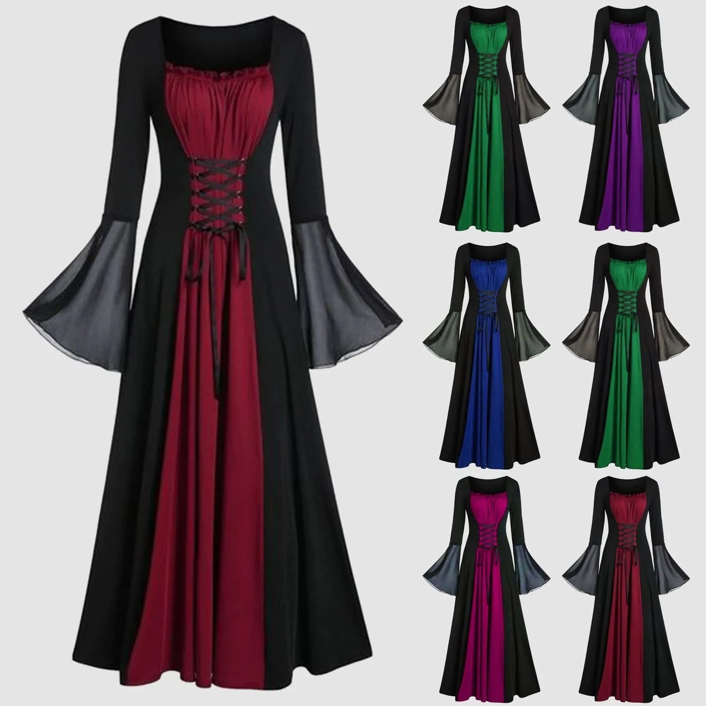 Plus Size Gothic Medieval Hooded Maxi Dress | Halloween Cosplay