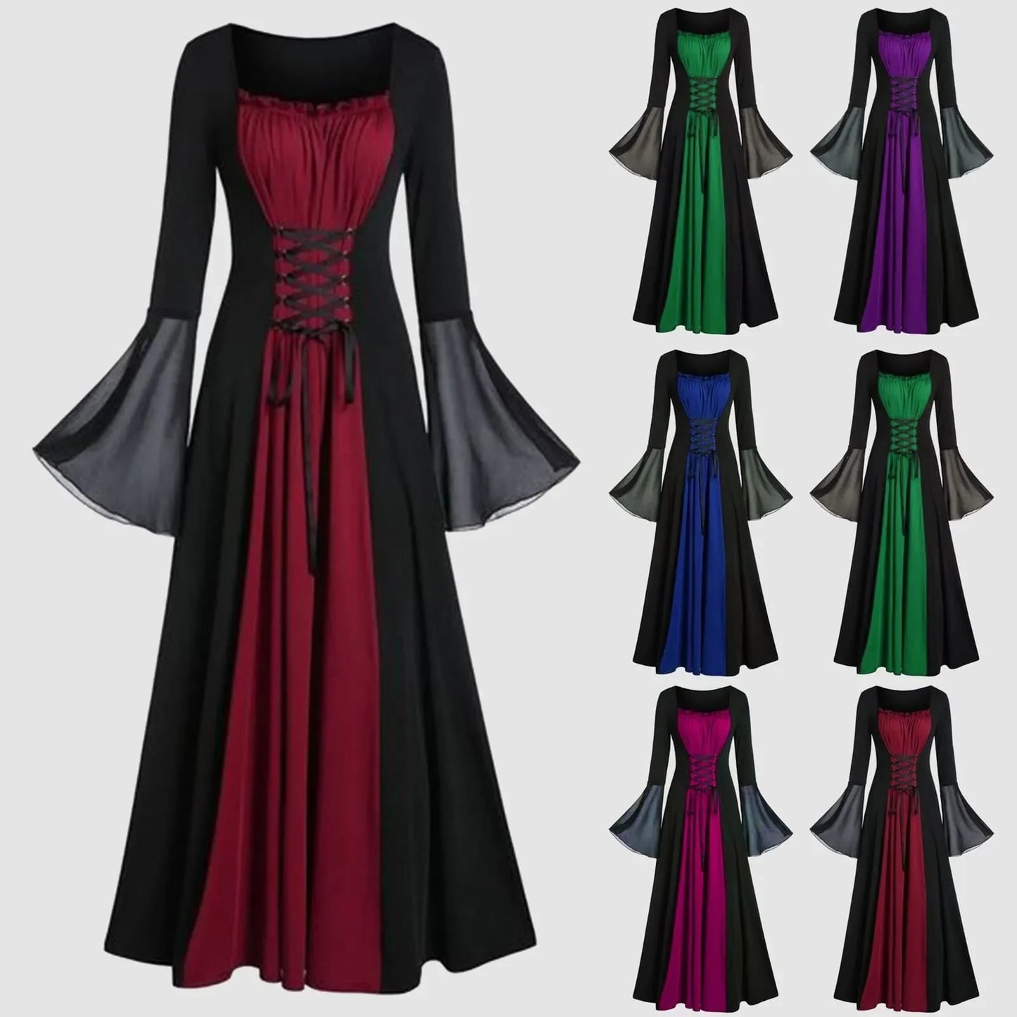 Plus Size Gothic Medieval Hooded Maxi Dress | Halloween Cosplay