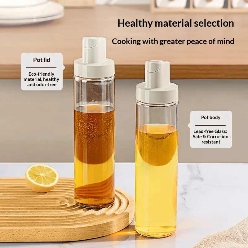 New Household Kitchen Soybean Vinegar Spice Bottle Set Glass Leakproof Aroma Spice Wine Dedicated Non-Hanging Oil Jar Peaceful Pleasures Health and Wellness