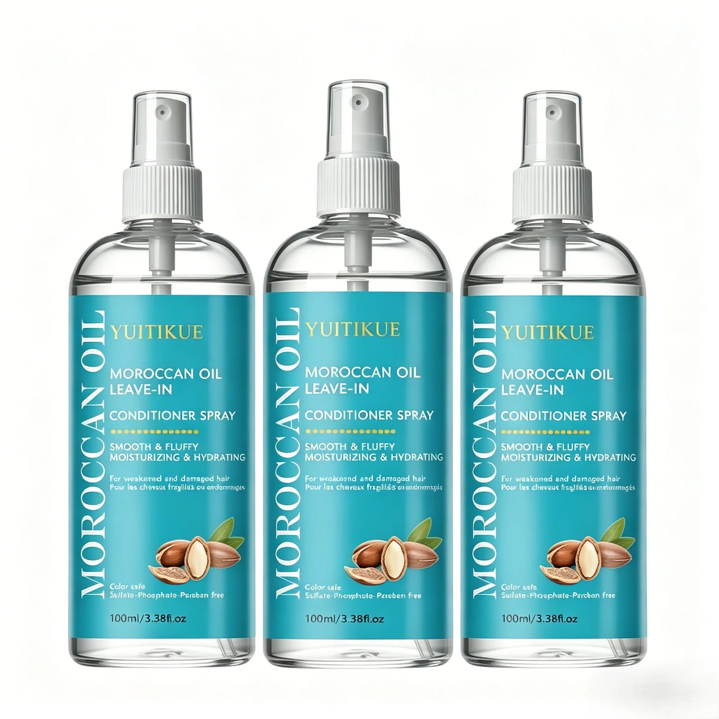 Moroccan Argan Oil Leave-In Conditioner Spray – Anti-Frizz Leave-In Conditioner Spray Peaceful Pleasures Health and Wellness 3pc