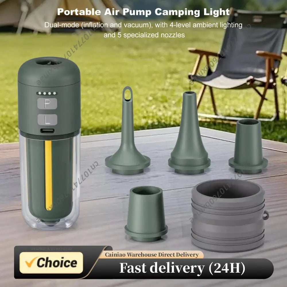 Electric Air Pump Inflate/Deflate 2000 MAh Battery & Camping Light Powerful Mini Air Mattress Pump 4.5kPa for Inflatables Peaceful Pleasures Health and Wellness
